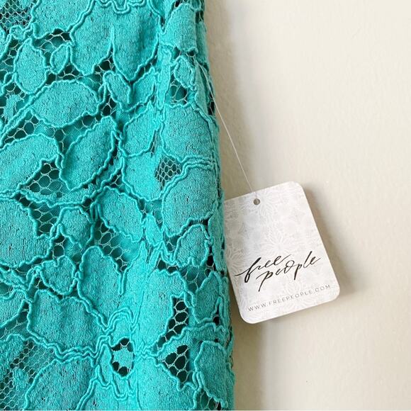 Free People Teal Lace Cropped Pants - Picture 4 of 7